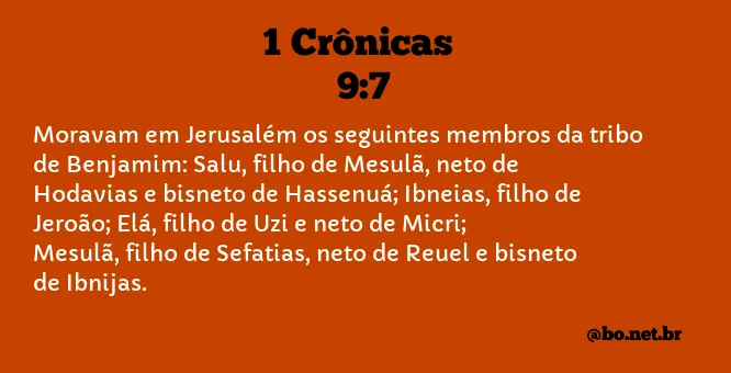 1 Crônicas 9:7 NTLH