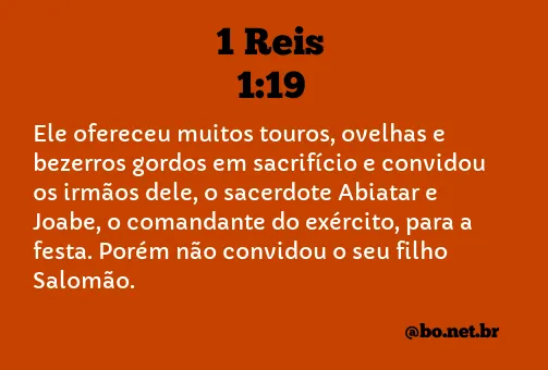 1 Reis 1:19 NTLH