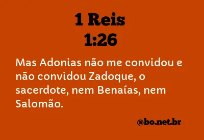 1 Reis 1:26 NTLH