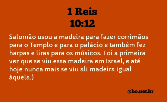 1 Reis 10:12 NTLH