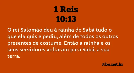 1 Reis 10:13 NTLH