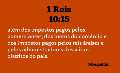 1 Reis 10:15 NTLH