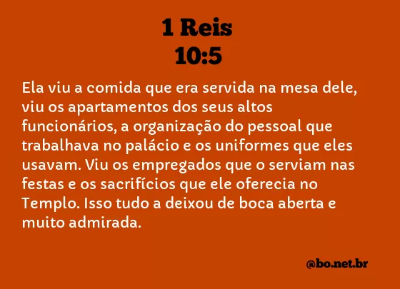 1 Reis 10:5 NTLH