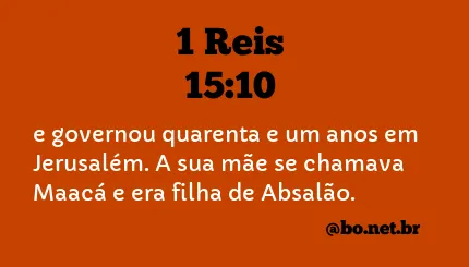 1 Reis 15:10 NTLH