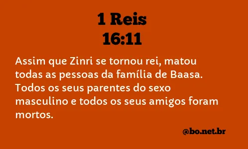 1 Reis 16:11 NTLH