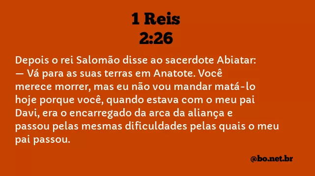 1 Reis 2:26 NTLH