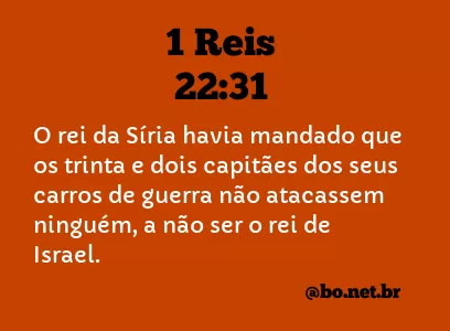 1 Reis 22:31 NTLH