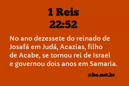 1 Reis 22:52 NTLH