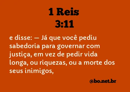 1 Reis 3:11 NTLH