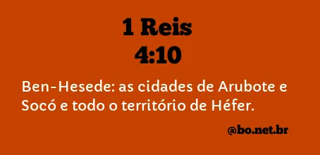 1 Reis 4:10 NTLH