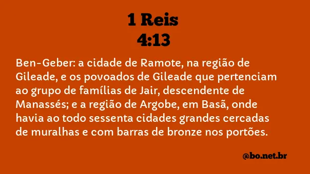 1 Reis 4:13 NTLH