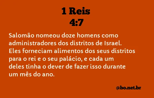 1 Reis 4:7 NTLH