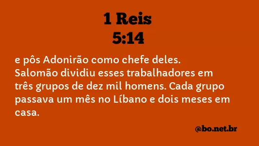 1 Reis 5:14 NTLH
