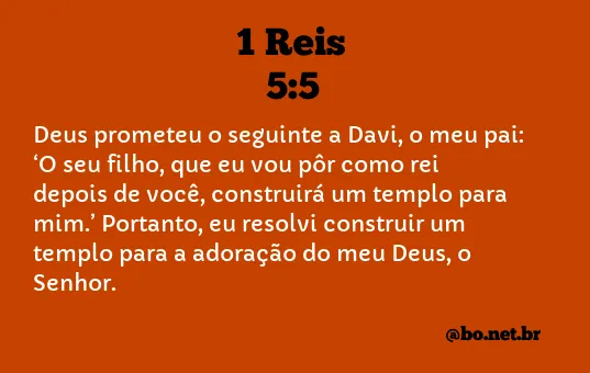 1 Reis 5:5 NTLH