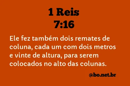 1 Reis 7:16 NTLH