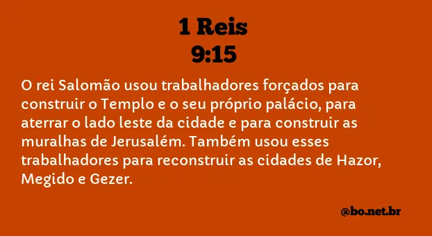 1 Reis 9:15 NTLH