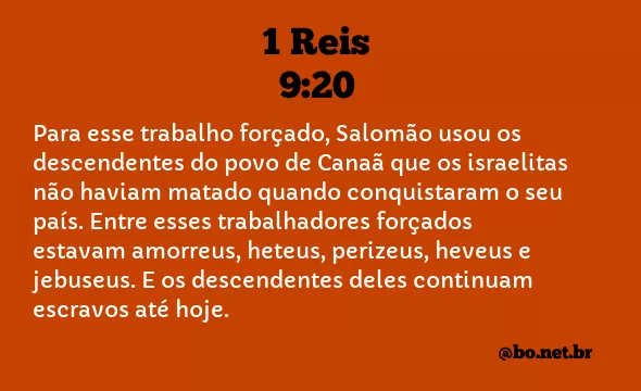 1 Reis 9:20 NTLH