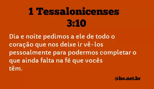 1 Tessalonicenses 3:10 NTLH