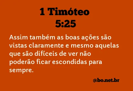 1 Timóteo 5:25 NTLH