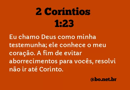 2 Coríntios 1:23 NTLH