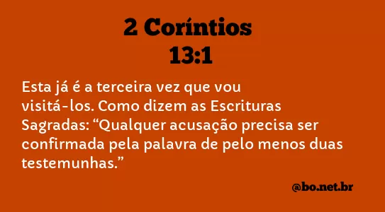 2 Coríntios 13:1 NTLH