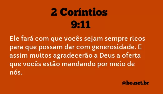 2 Coríntios 9:11 NTLH