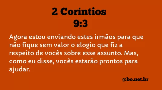 2 Coríntios 9:3 NTLH
