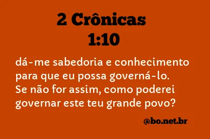 2 Crônicas 1:10 NTLH