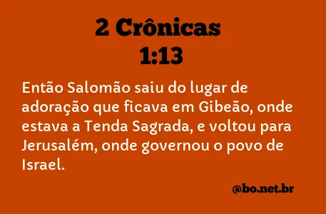 2 Crônicas 1:13 NTLH