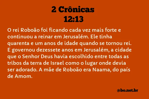 2 Crônicas 12:13 NTLH