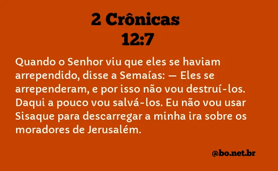 2 Crônicas 12:7 NTLH