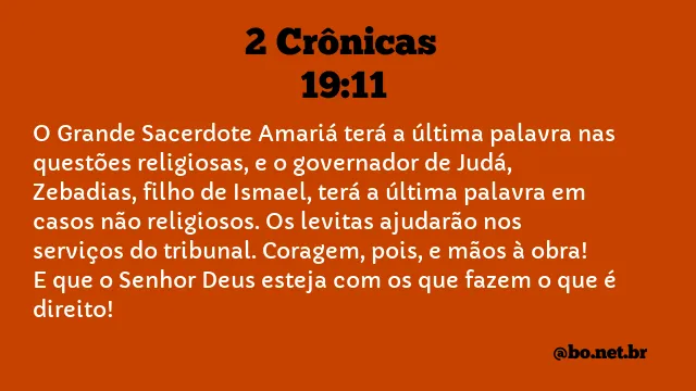 2 Crônicas 19:11 NTLH