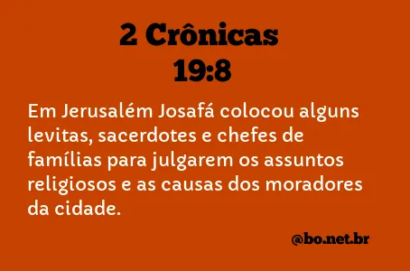 2 Crônicas 19:8 NTLH