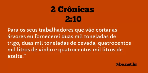 2 Crônicas 2:10 NTLH