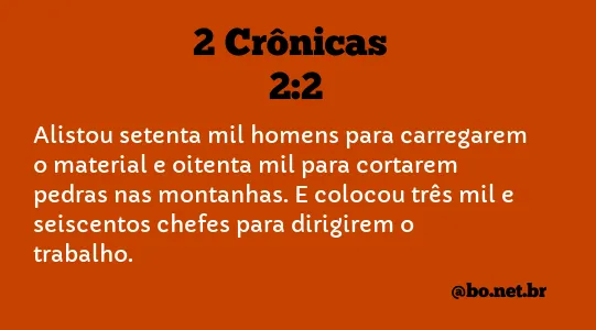 2 Crônicas 2:2 NTLH