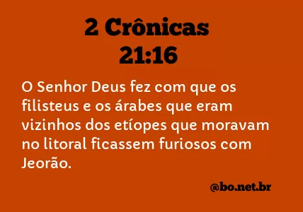 2 Crônicas 21:16 NTLH