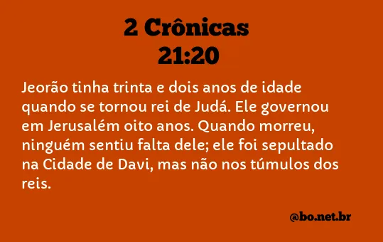 2 Crônicas 21:20 NTLH