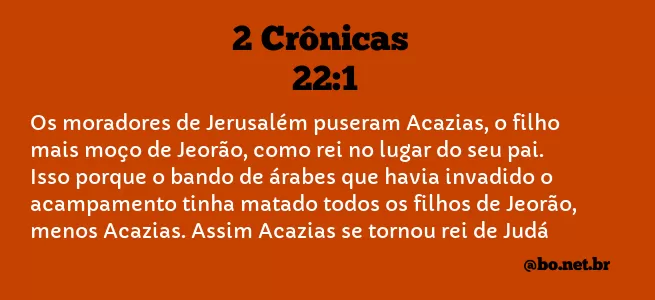 2 Crônicas 22:1 NTLH