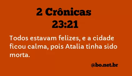 2 Crônicas 23:21 NTLH