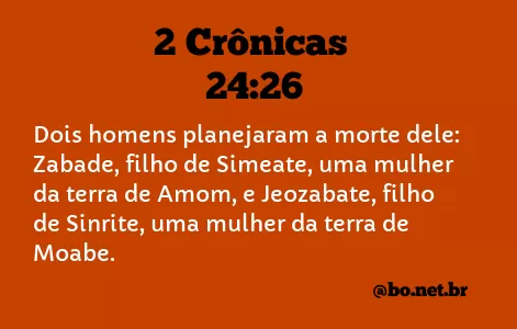 2 Crônicas 24:26 NTLH