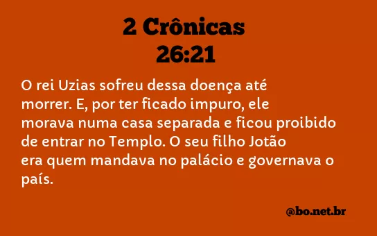 2 Crônicas 26:21 NTLH