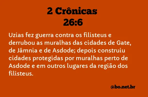 2 Crônicas 26:6 NTLH