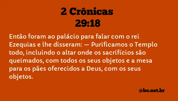 2 Crônicas 29:18 NTLH