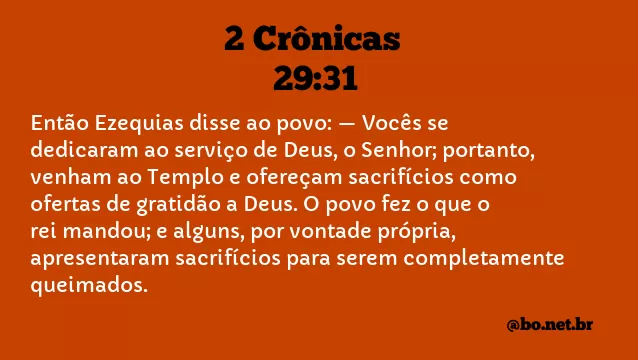 2 Crônicas 29:31 NTLH