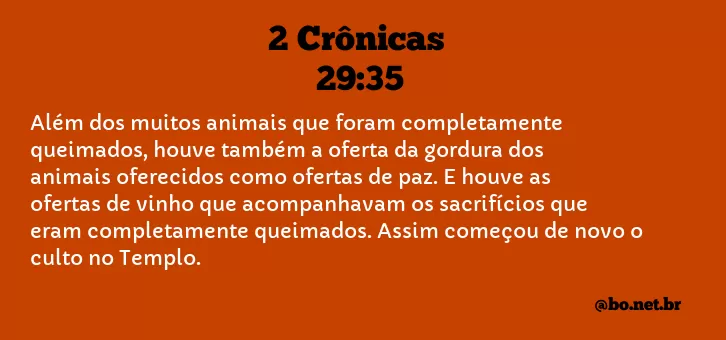 2 Crônicas 29:35 NTLH