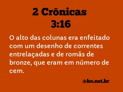 2 Crônicas 3:16 NTLH