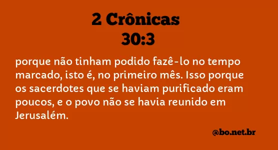 2 Crônicas 30:3 NTLH
