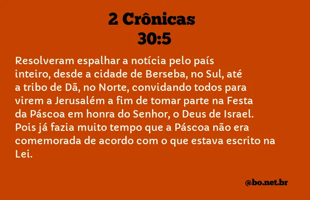 2 Crônicas 30:5 NTLH