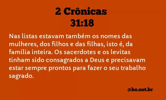 2 Crônicas 31:18 NTLH