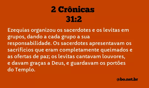 2 Crônicas 31:2 NTLH